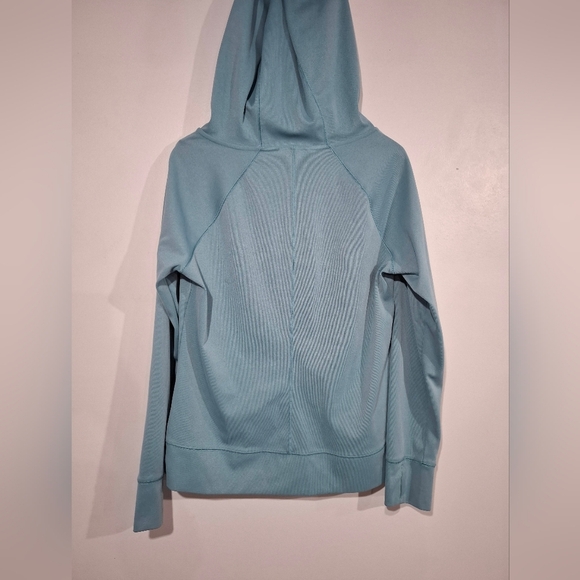 The North Face Blue Knit Cowl Neck Hoodie Pockets Light Weight Large - Picture 6 of 10